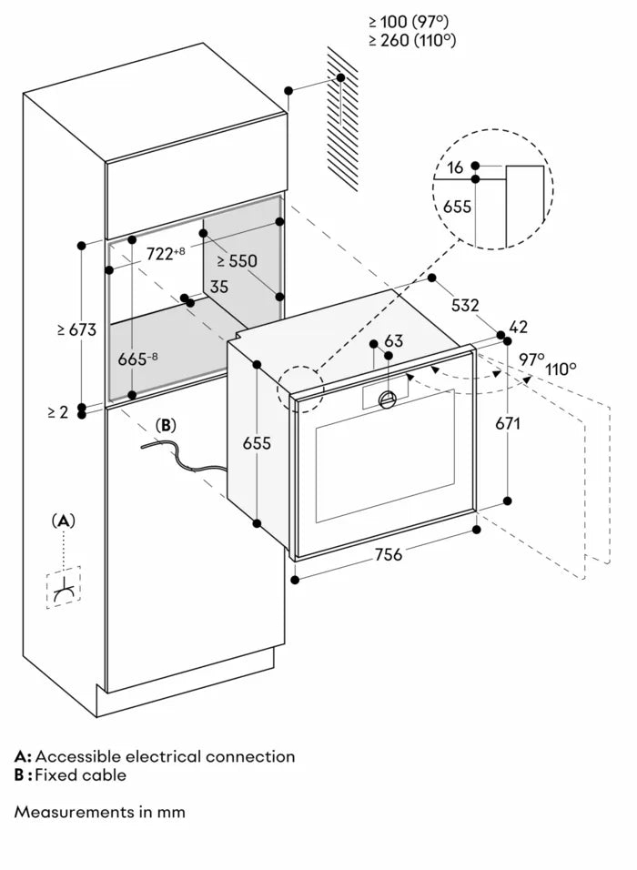 Gaggenau Expressive series oven 76 x 67 cm door hinge: right