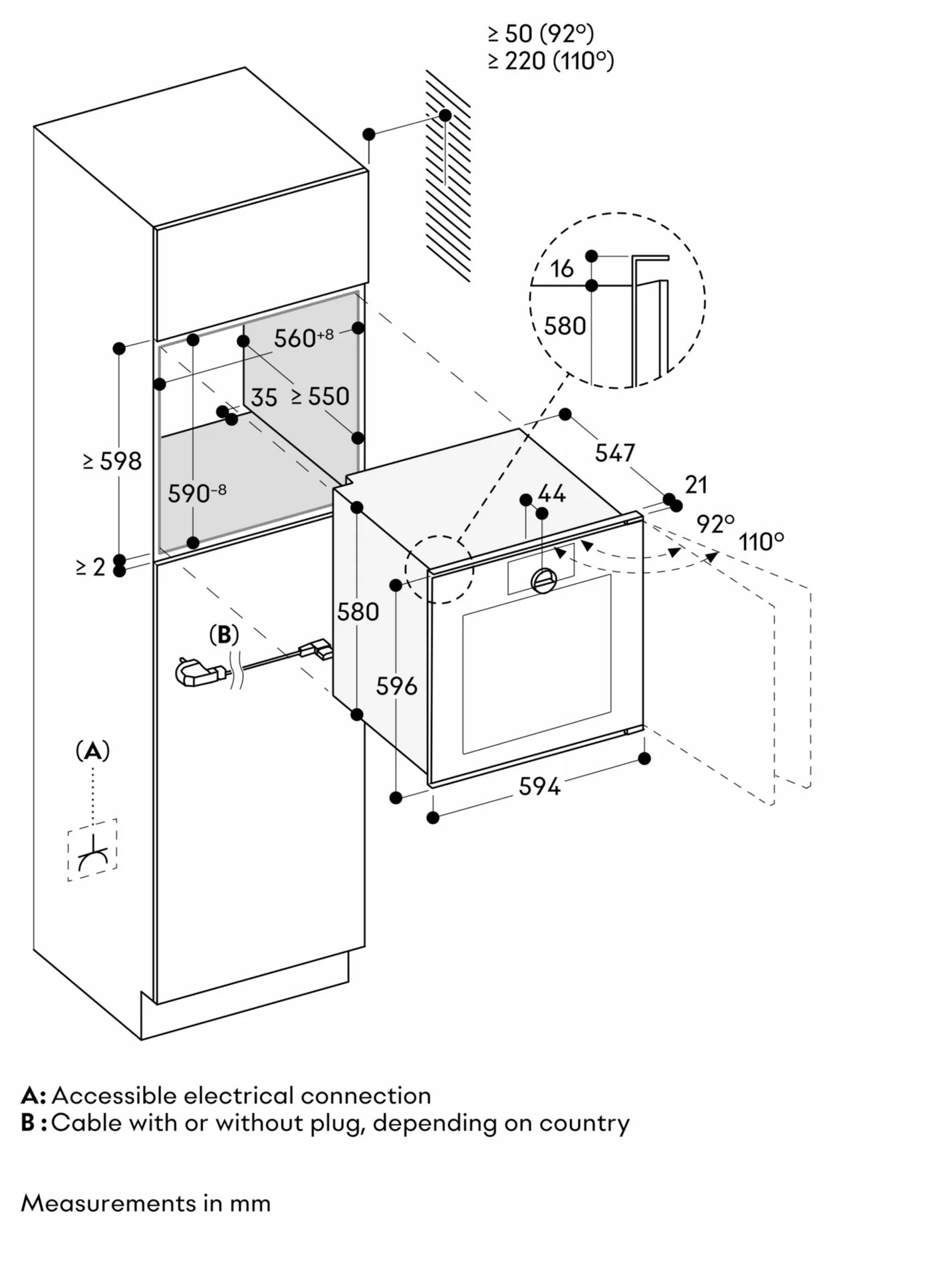 Gaggenau Minimalistic series oven 60 x 60 cm door hinge: right