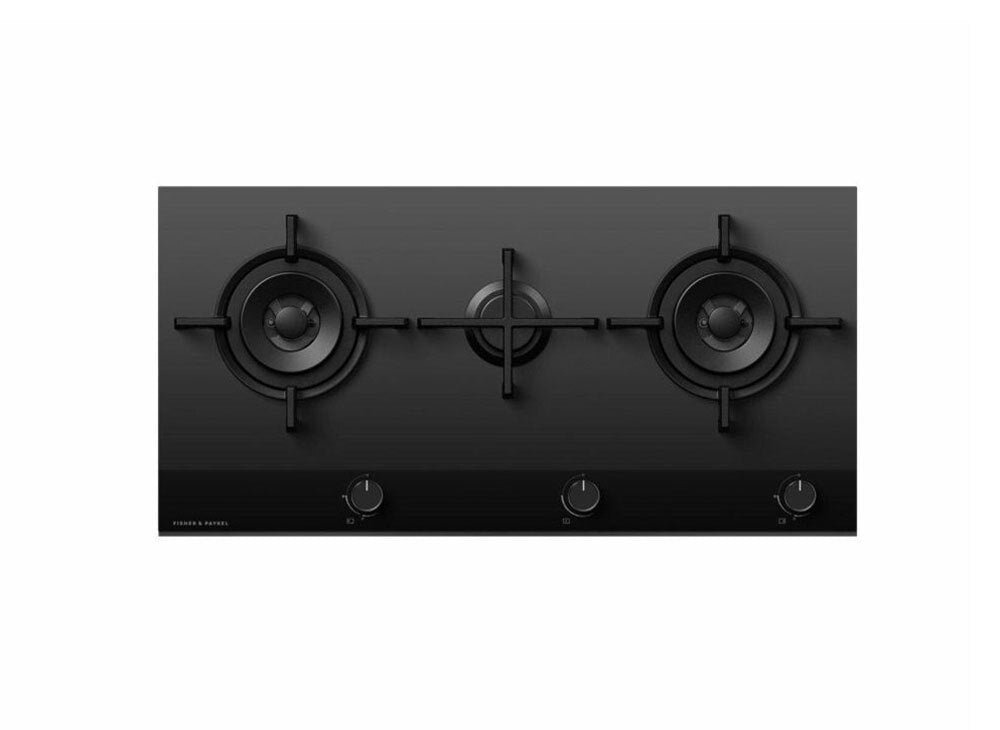 Fisher & Paykel Series 9 CG903DNGGB4 900mm Wide 'Gas on Glass' 3 Burner, Linear Layout, Minimal Style