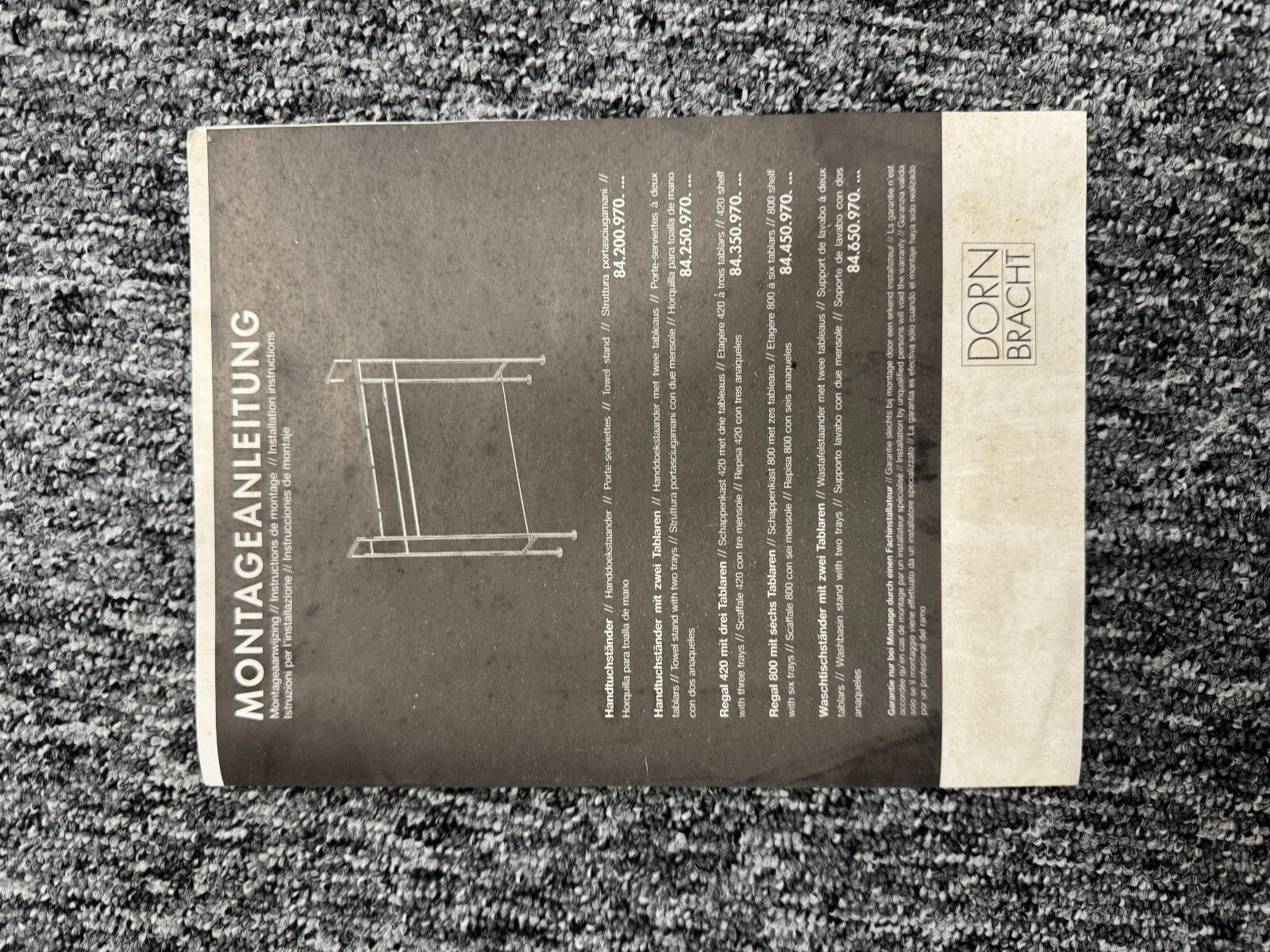 NEW Dornbracht Bathroom Chrome Towel Freestanding Rail Stand BR705