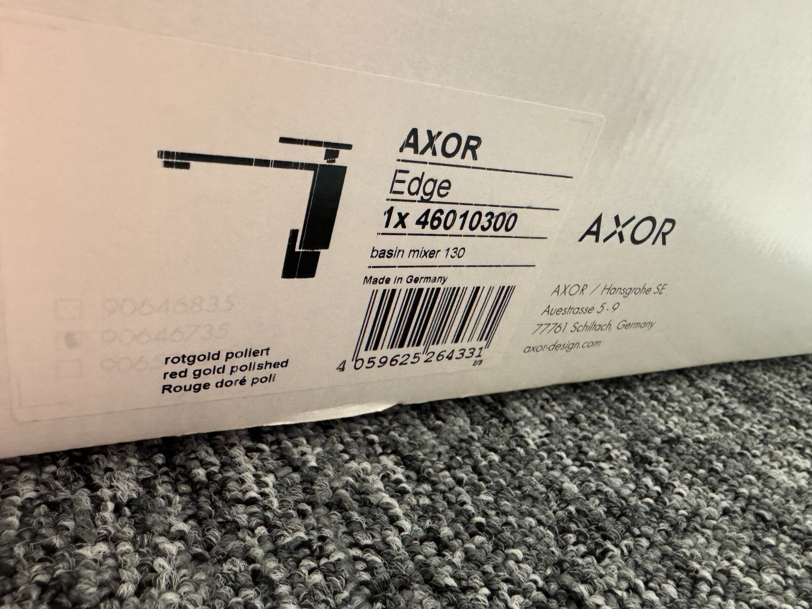 NEW AXOR 46010300 Hansgrohe Edge Lever Basin Mixer Tap 130 Waste RED GOLD BR883