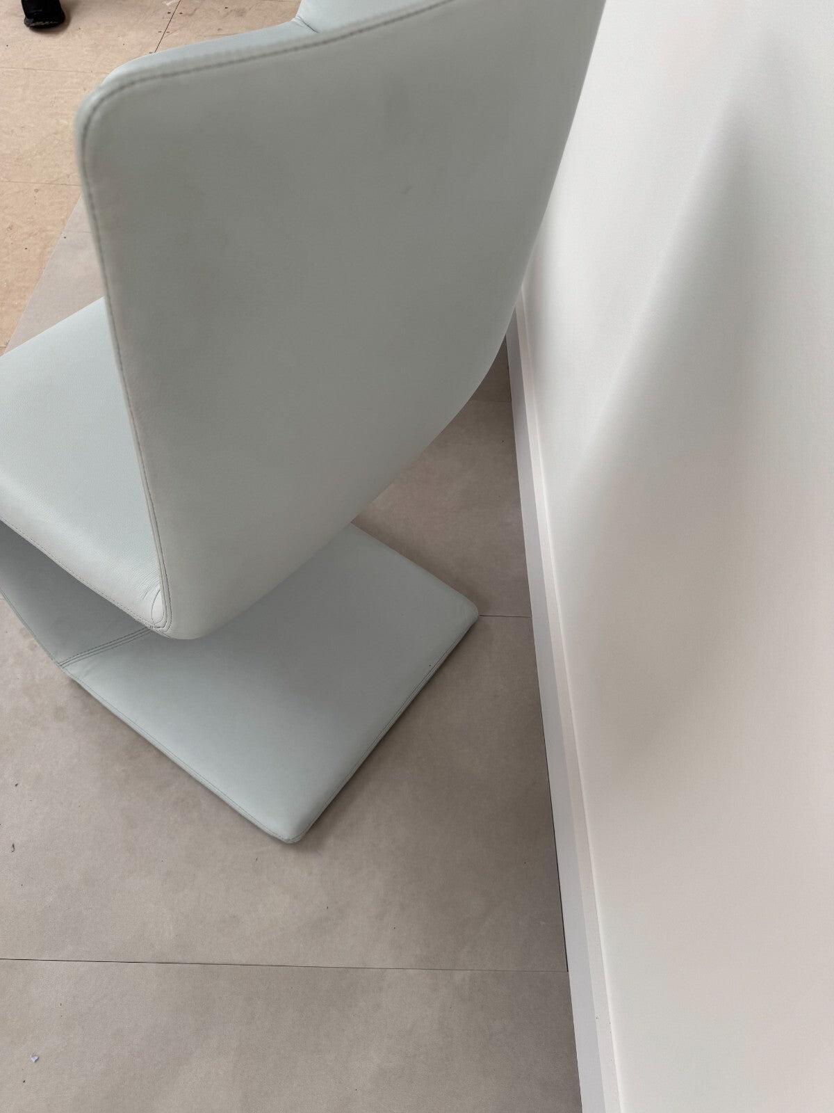 2 x Ex Display Ronaldo Venere Leather dining Chairs sky Blue AX016
