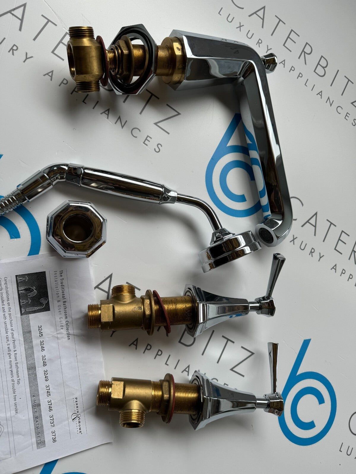 UNUSED 3148 PERRIN & ROWE 4 HOLE BATH SHOWER MIXER TAP WITH LEVER HANDLES CHROME