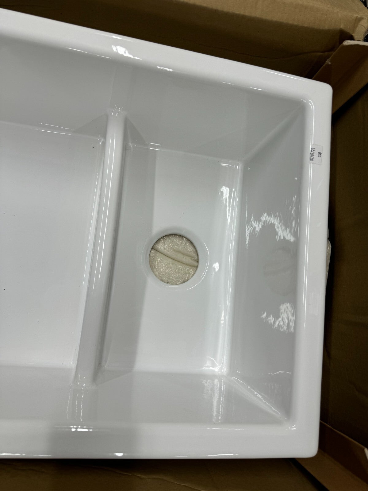 NEW Shaws Bradshaw SCBR900WH Double Bowl Ceramic white Kitchen Sink kohler BR603