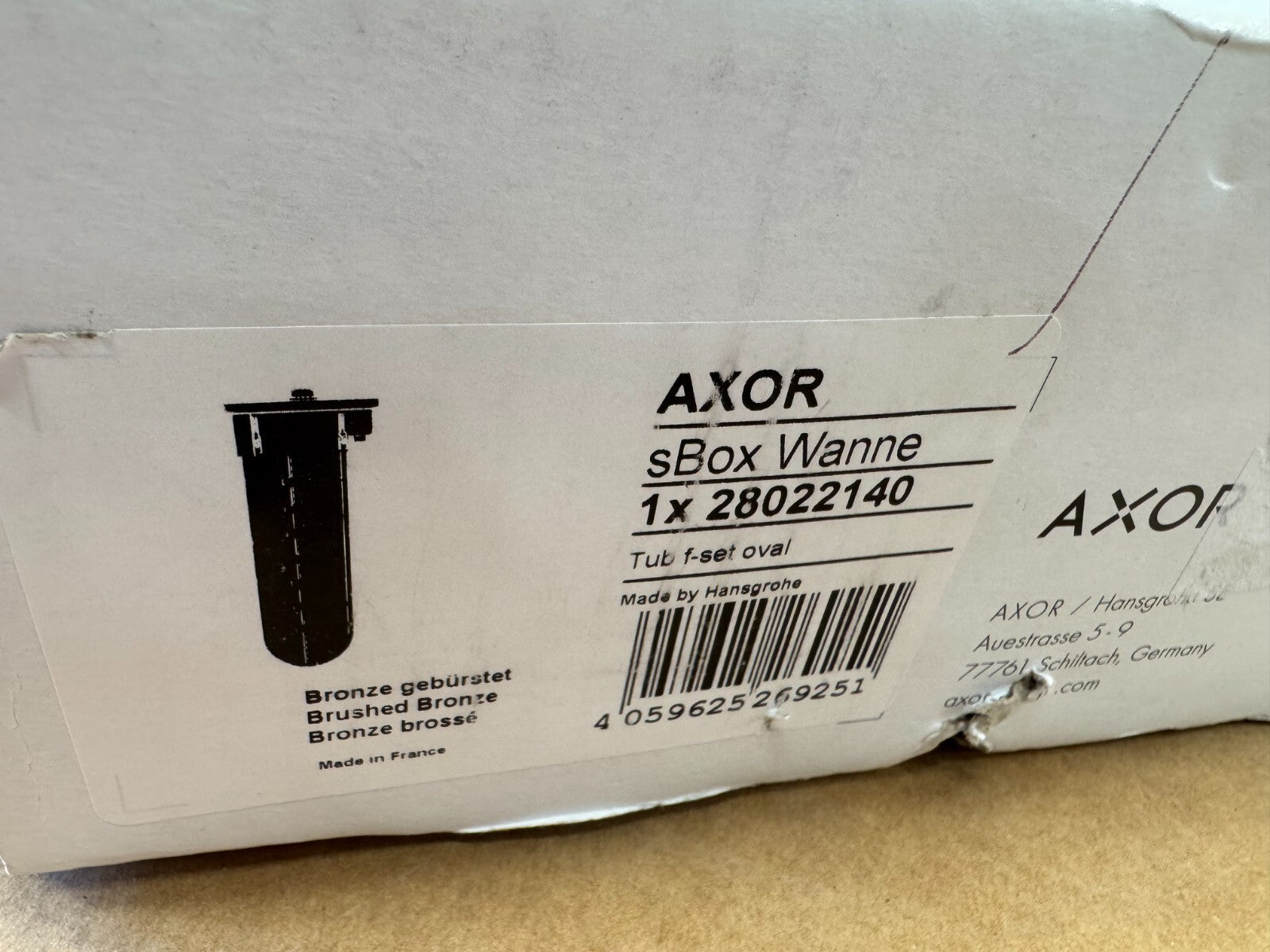 NEW Hansgrohe AXOR sBox wanne Brushed BronzeOval Set 28022140 BR743