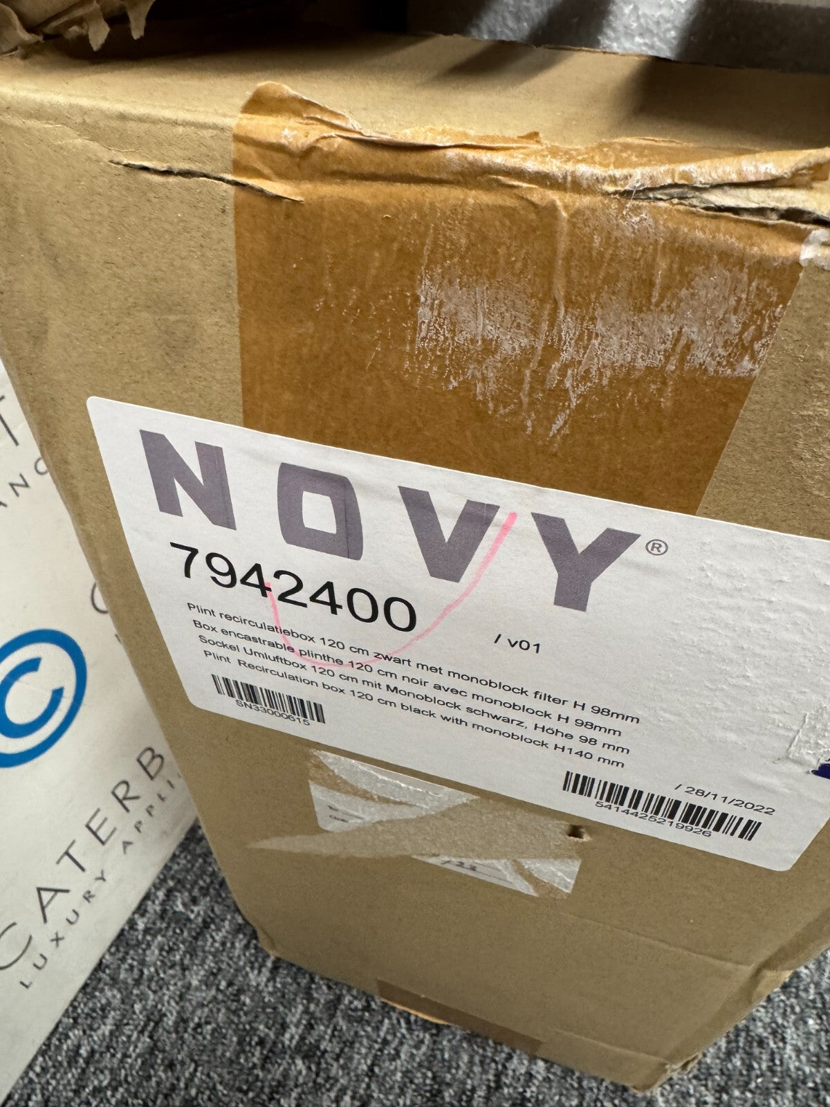 NEW NOVY 7942400 Plinth recirculation box Extractor Filter 120cm black BR878