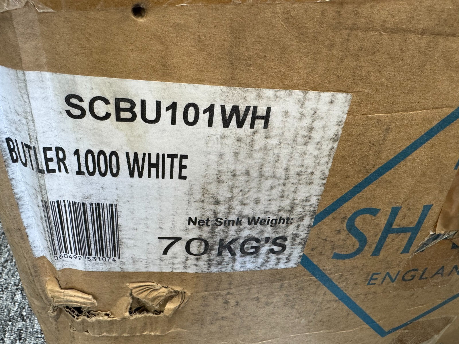 NEW Shaws Of Darwen SCBU101WH Single bowl 100cm sink white BR2190