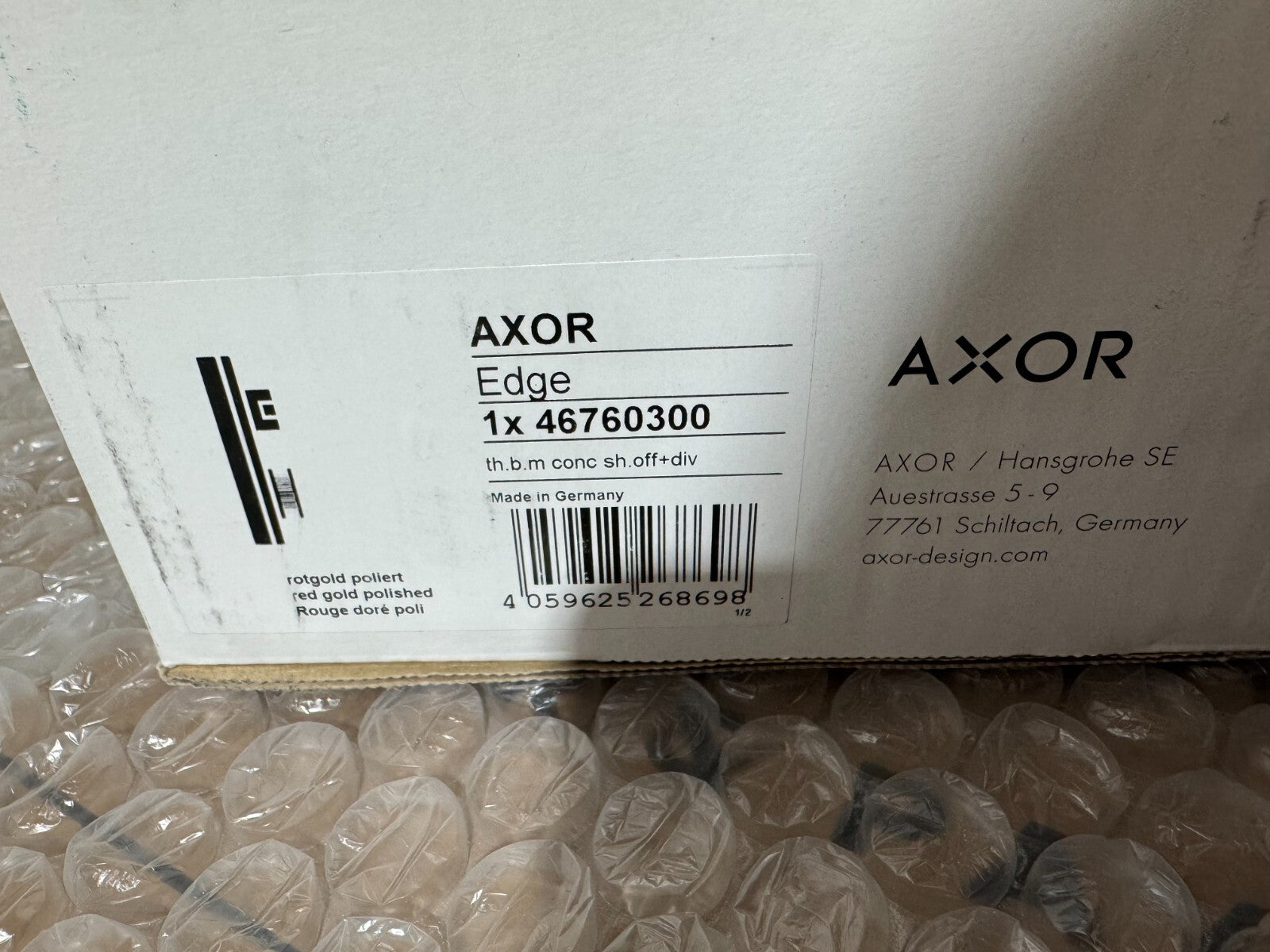 NEW AXOR Hansgrohe thermostat Edge Valve Controls 46760300 Red Gold BR903