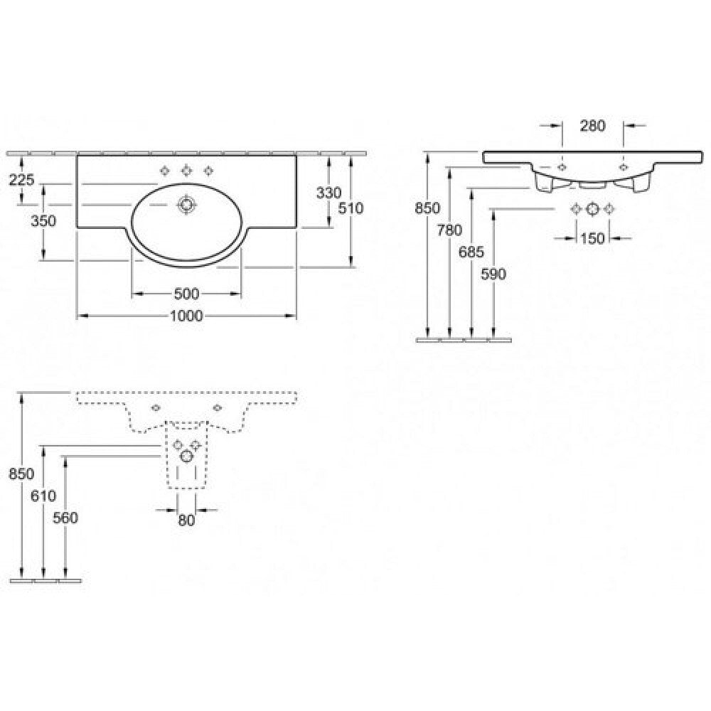 New Villeroy & Boch 5153 AS 01 Bathroom Vanity sink basin Counter BR 769