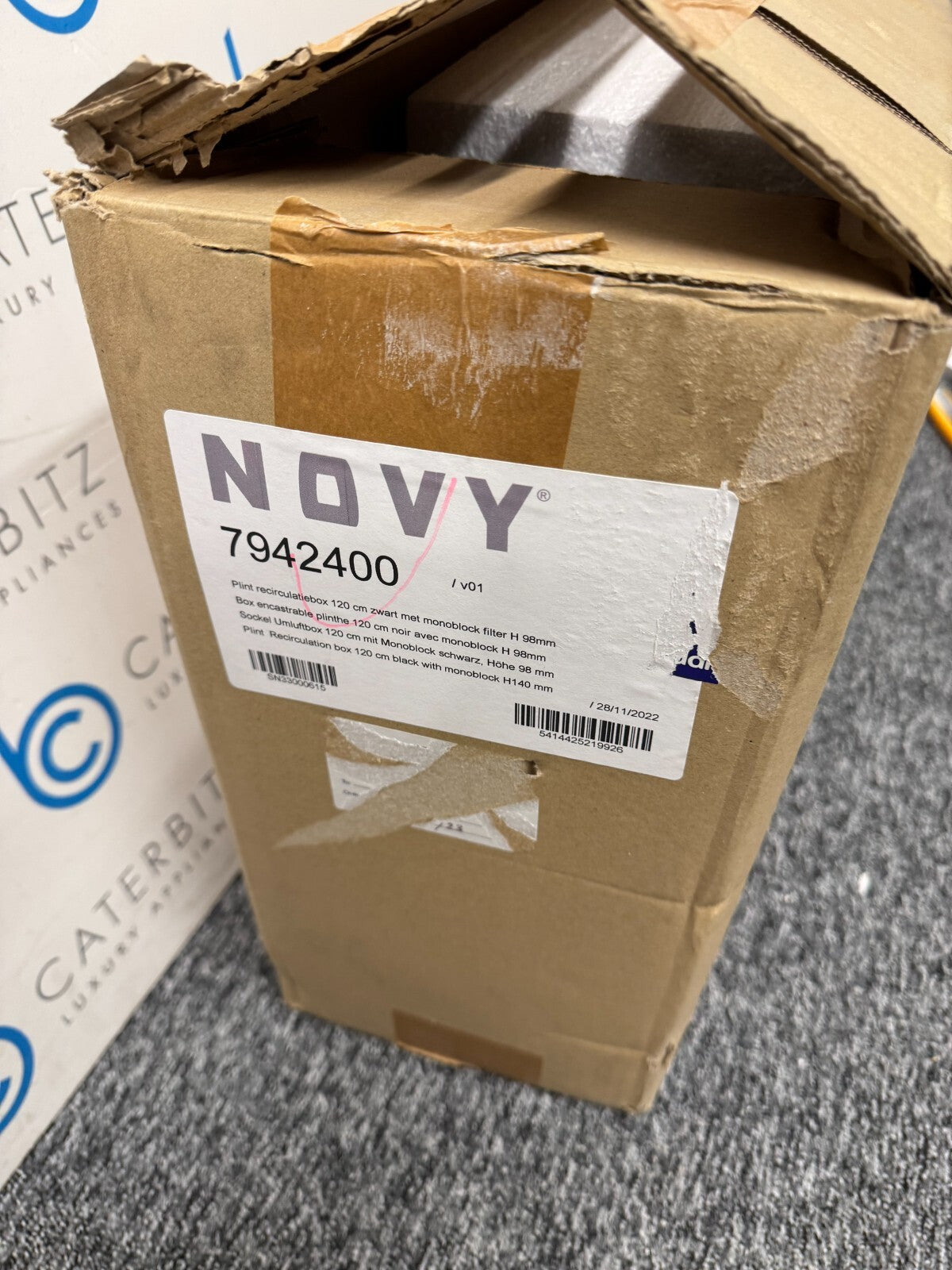 NEW NOVY 7942400 Plinth recirculation box Extractor Filter 120cm black BR878