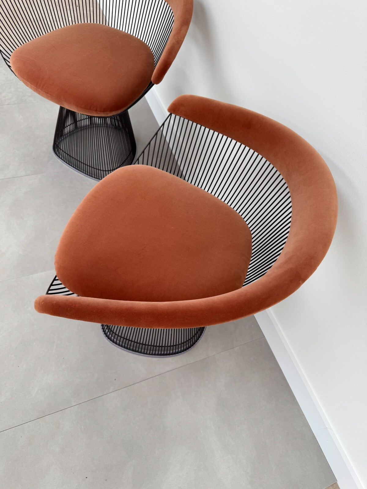 2 Ex Display Knoll Studio Warren Platner Side Chair Orange AX013
