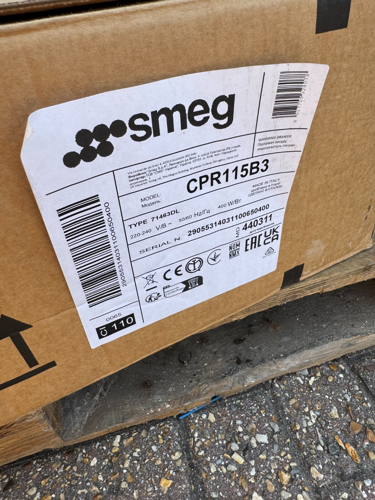 NEW Smeg 15 cm Linea Warming reheat Drawer Appliance Black CPR115B3 BR2309