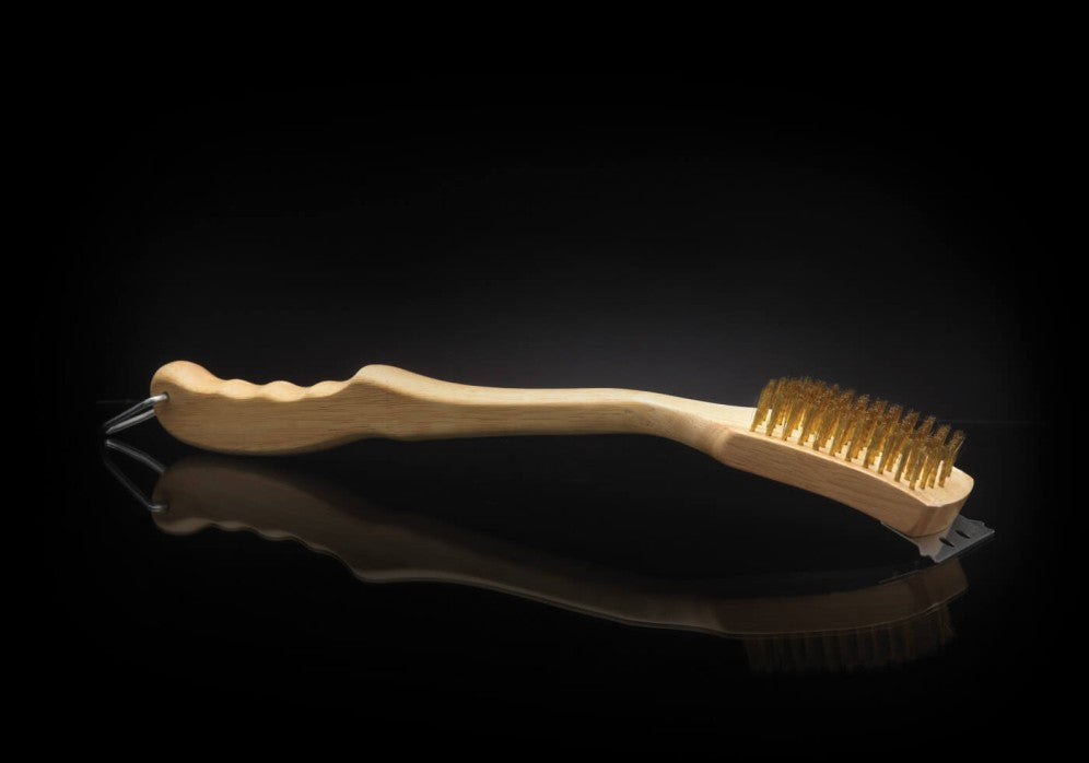 Brass Grill Brush | Cast Iron Grill Cleaner | Napoleon BBQ Accessory | Hardwood Handle | Metal Scraper | Caterbitz UK