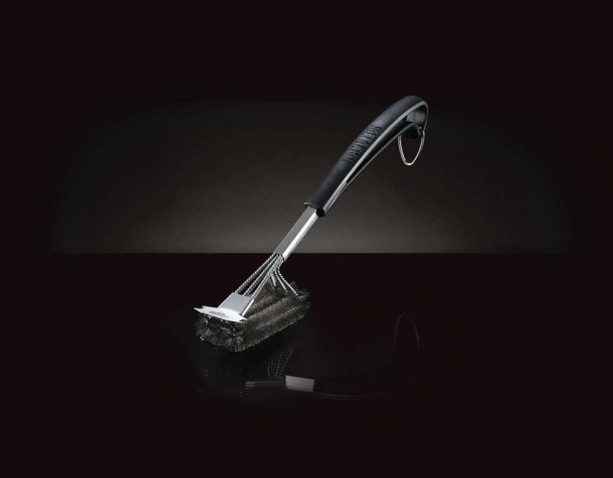 Triple-Row Grill Brush | Stainless Steel Bristles | Grid Scraper | Curved Handle | Fits Between Cooking Grids | Stainless Steel Safe | Caterbitz UK