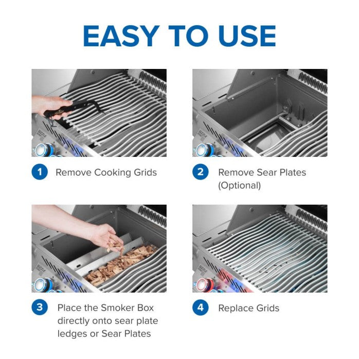 Stainless Steel Smoker Box | Gas Grill Smoker | Napoleon BBQ Accessory | Wood Chip Box | Smoking Attachment | Caterbitz UK