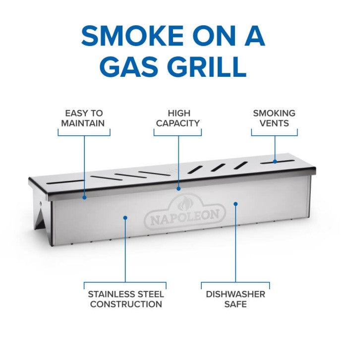Stainless Steel Smoker Box | Gas Grill Smoker | Napoleon BBQ Accessory | Wood Chip Box | Smoking Attachment | Caterbitz UK