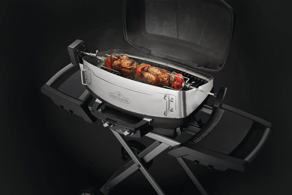 Napoleon TravelQ Rotisserie Kit | TravelQ Pizza Oven Kit | Heavy Duty Rotisserie for TravelQ | Stainless Steel TravelQ Accessory | Caterbitz UK