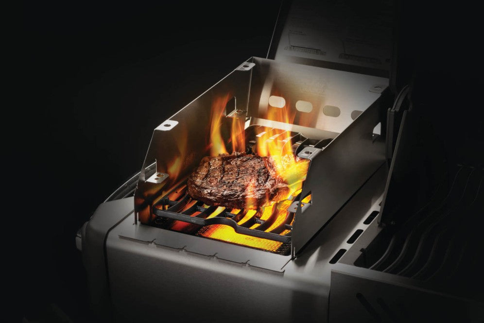 Napoleon Side Burner Windshield | Skewer Rack | Stainless Steel Grill Accessory | 4 Skewers Included | Wind Protection UK | Caterbitz