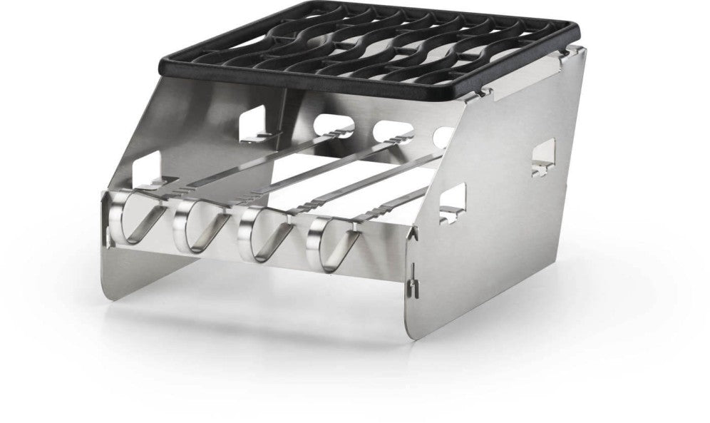 Napoleon Small Side Burner Windshield | Skewer Rack | Stainless Steel Grill Accessory | 4 Skewers Included | Wind Protection UK | Caterbitz