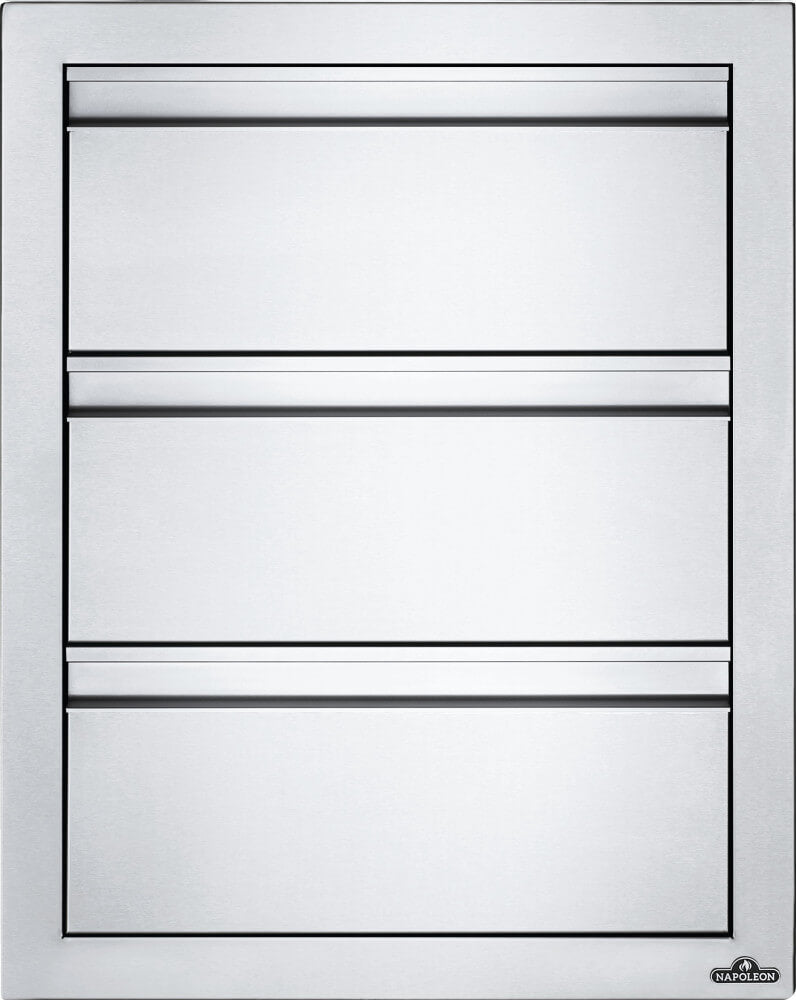 Napoleon 18 x 24 Triple Drawer Stainless Steel Outdoor Kitchen Storage