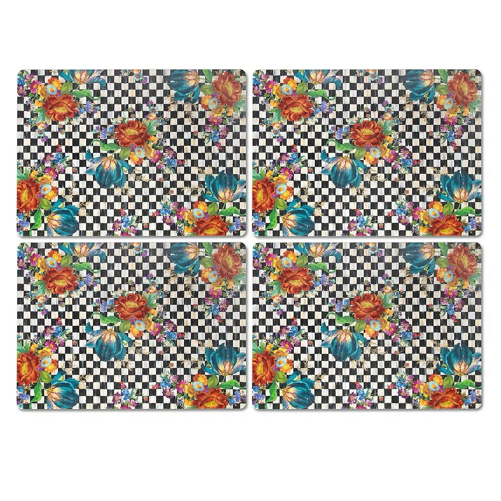 Mackenzie-Childs Courtly Flower Market Cork Back Placemats - Set Of 4