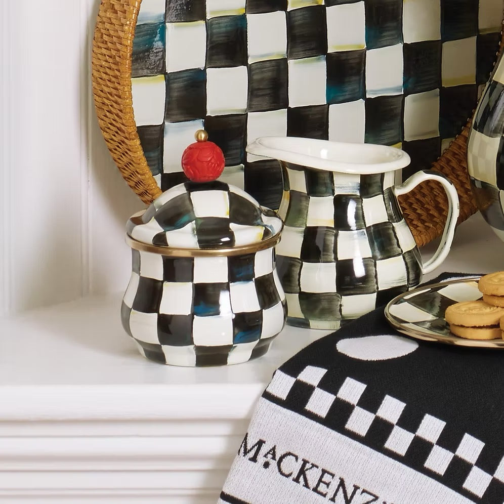 Mackenzie-Childs Courtly Check Enamel Lidded Sugar Bowl