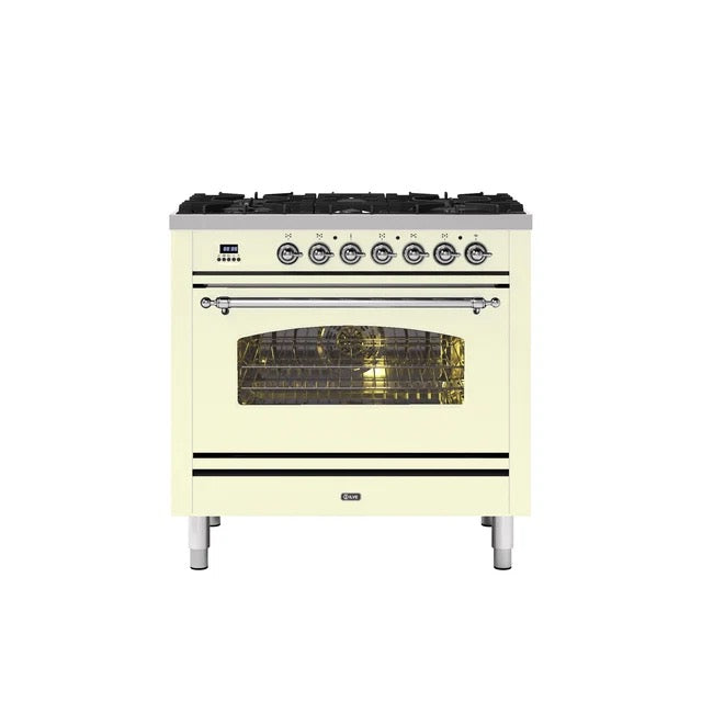ILVE Milano 90cm Single 6 Burner Oven Dual Fuel - P096-NE3