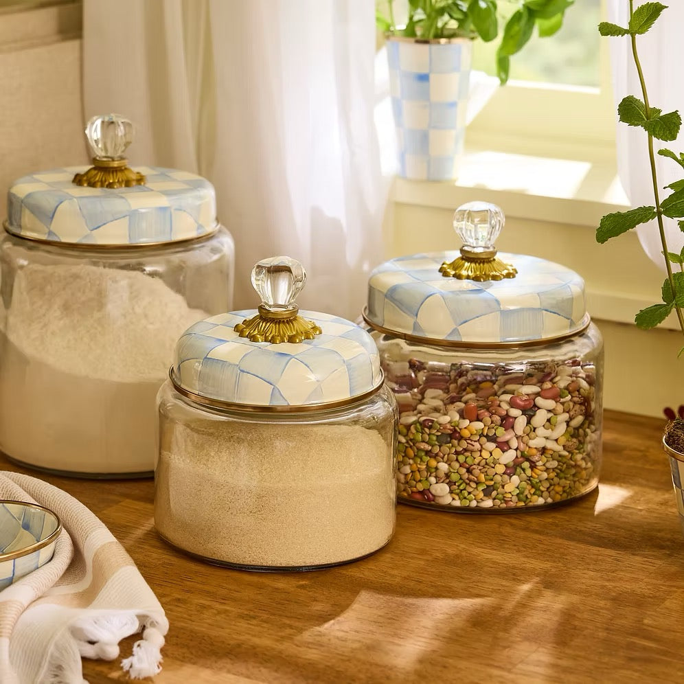 Mackenzie-Childs Sky Check Small Kitchen Canister