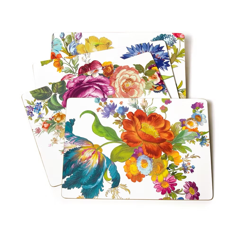 Mackenzie-Childs Flower Market Placemats - White - Set Of 4