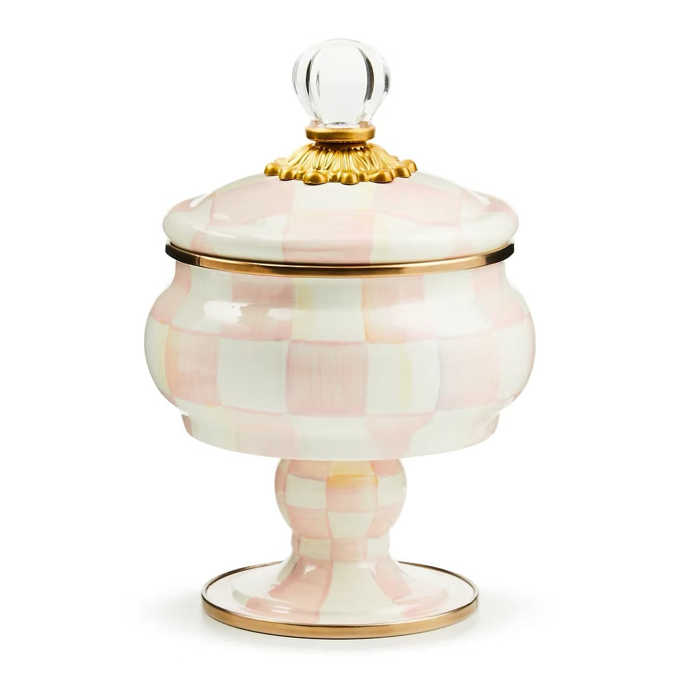 Mackenzie-Childs Rosy Check Curiosity Pot