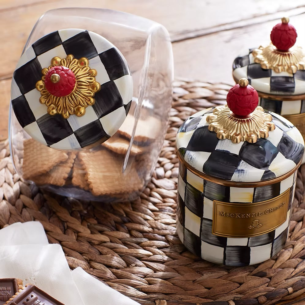 Mackenzie-Childs Sweetie Jar With Courtly Check Enamel Lid