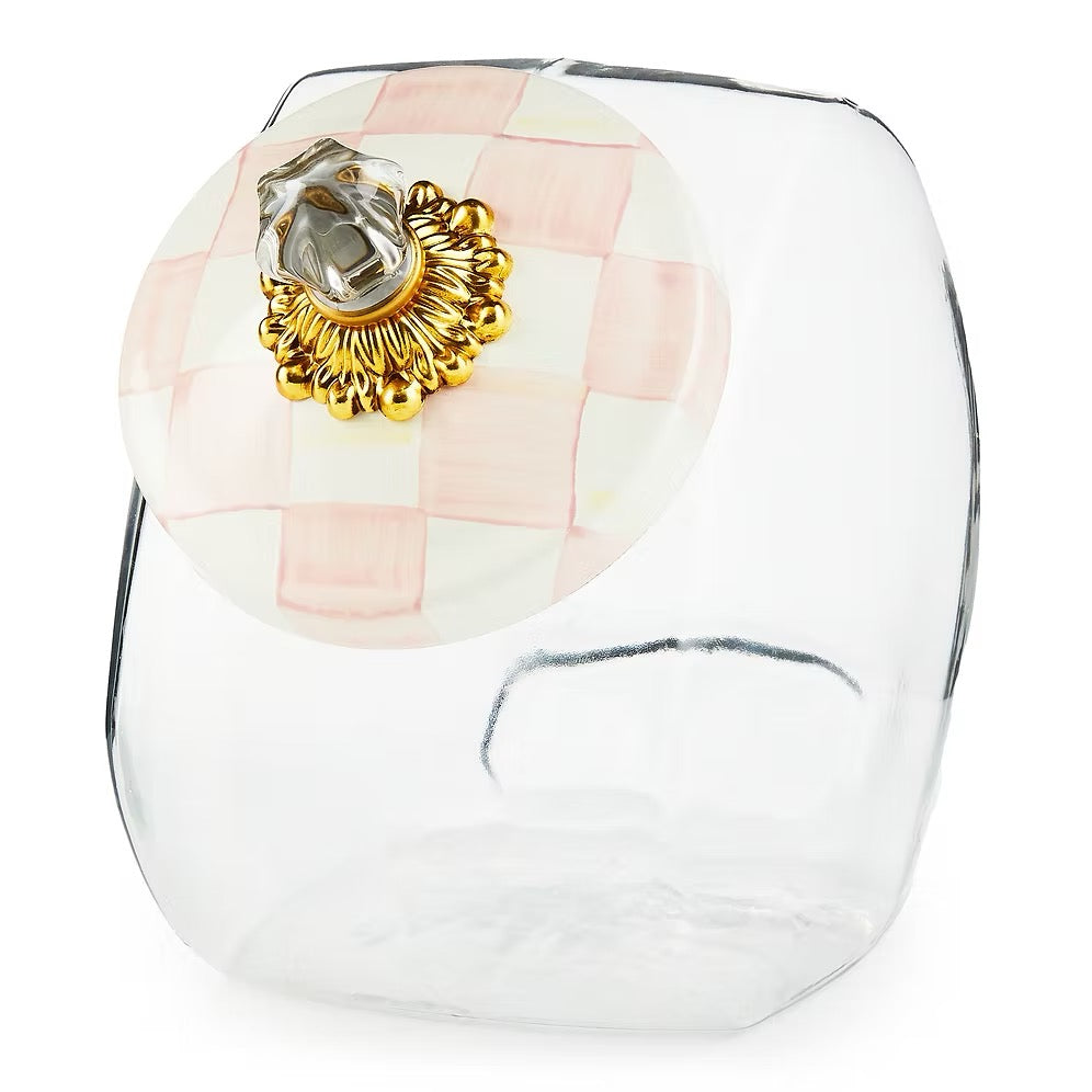 Mackenzie-Childs Cookie Jar With Rosy Check Enamel Lid