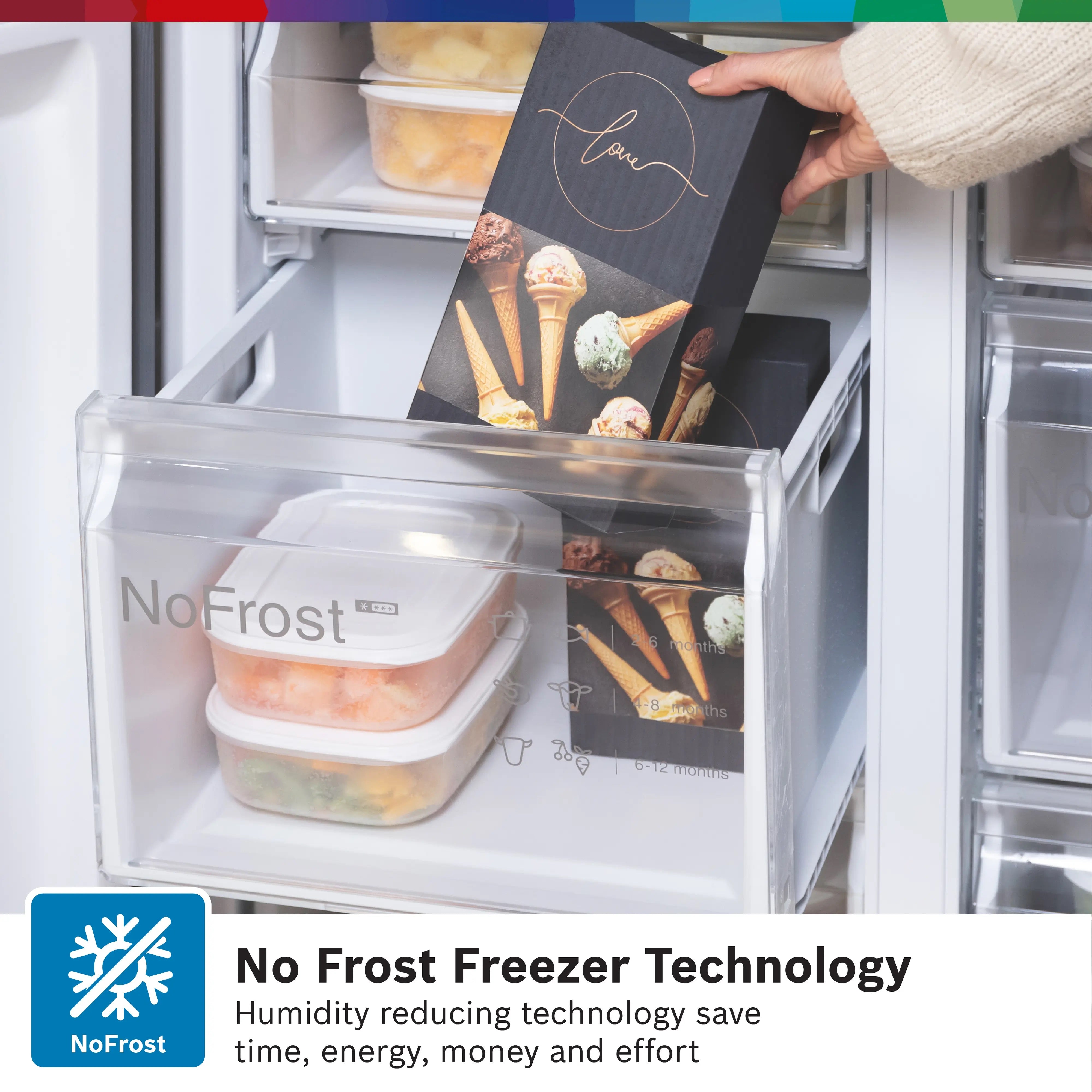 Bosch Series 4 Multi Door American Fridge Freezer 183 x 90.5 cm Stainless steel - KFN96VPEAG