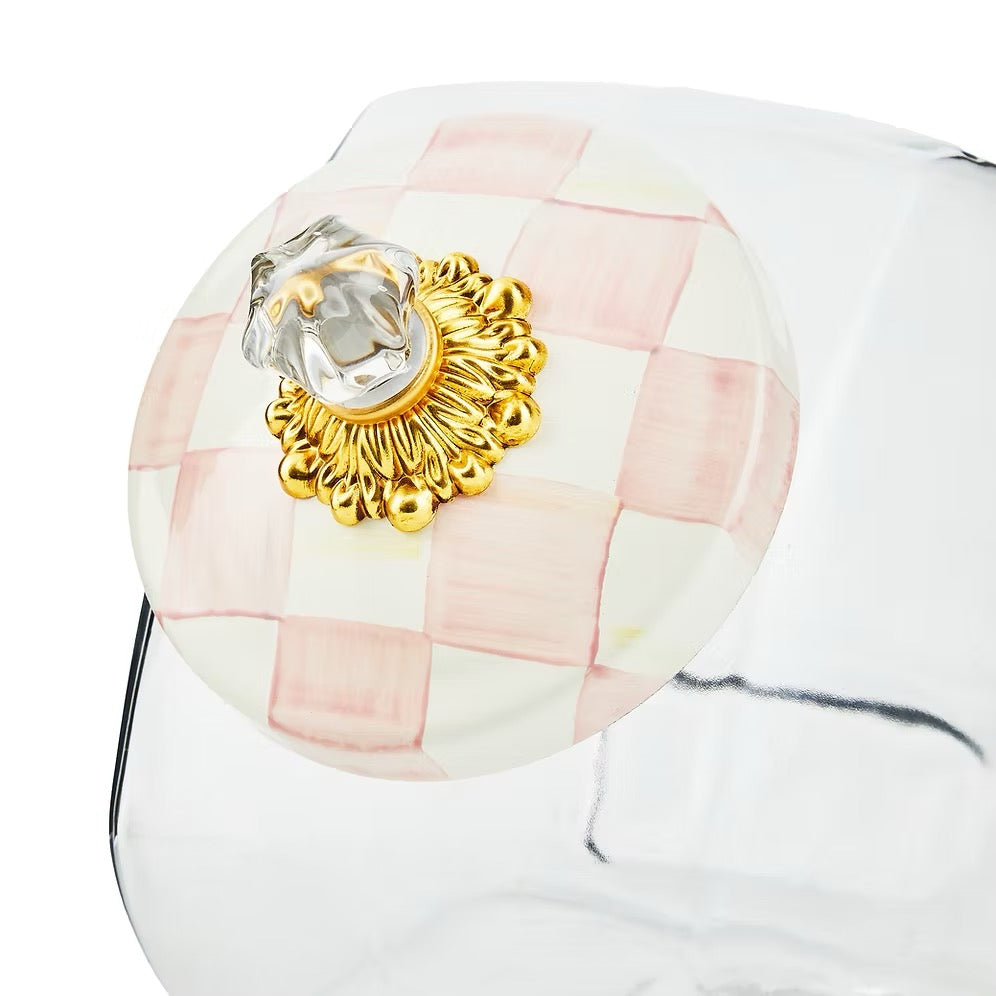 Mackenzie-Childs Cookie Jar With Rosy Check Enamel Lid