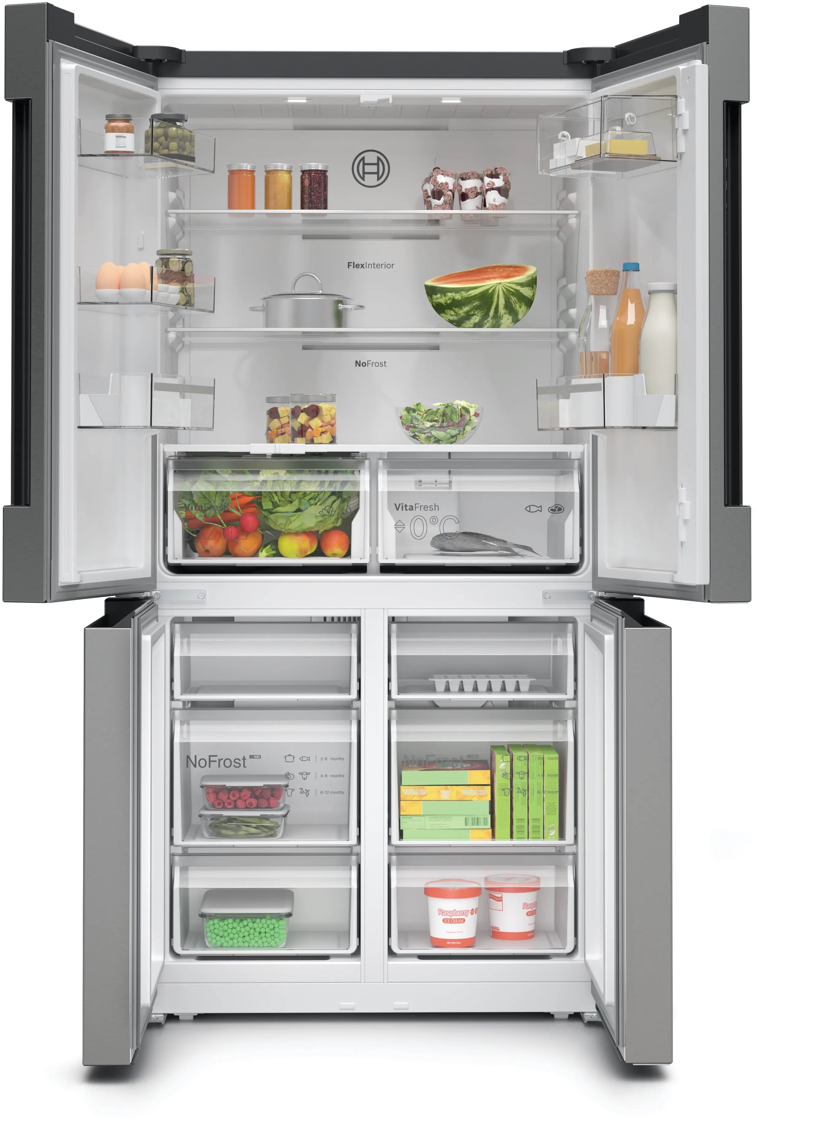 Bosch Series 4 Multi Door American Fridge Freezer 183 x 90.5 cm Stainless steel - KFN96VPEAG