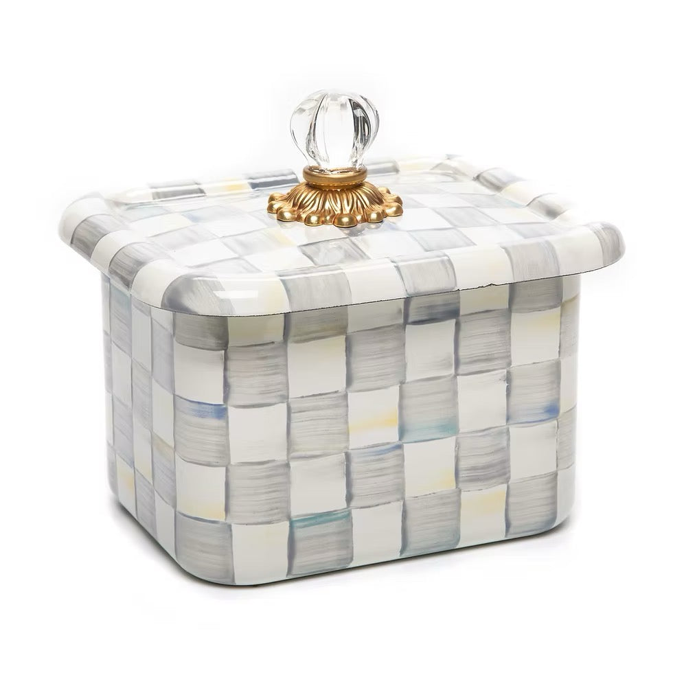 Mackenzie-Childs Sterling Check Enamel Recipe Box