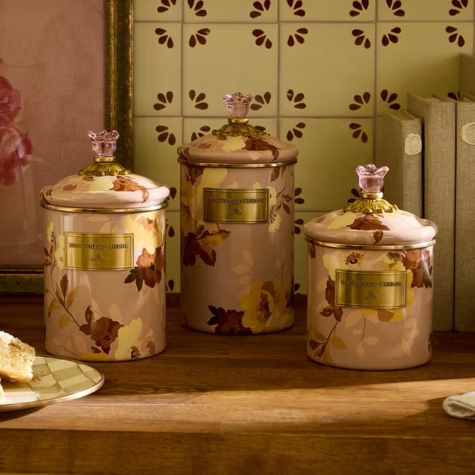 Mackenzie-Childs Wild Rose Mauve Small Canister