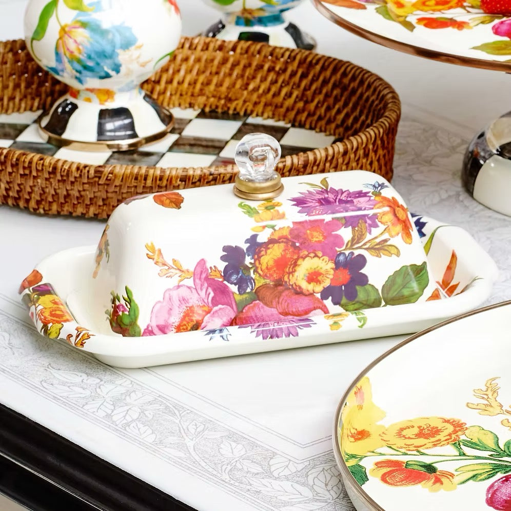 Mackenzie-Childs Flower Market Butter Box - White