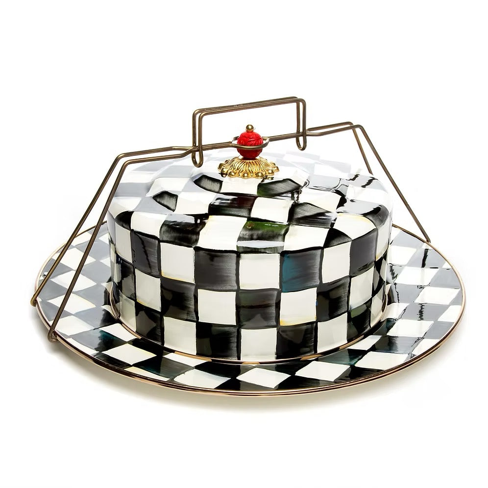 Mackenzie-Childs Courtly Check Enamel Cake Carrier
