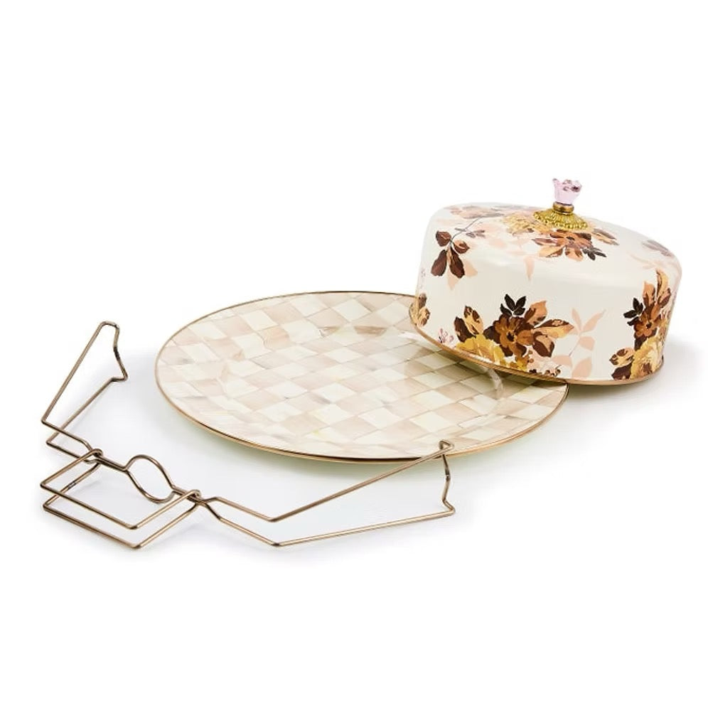 Mackenzie-Childs Wild Rose White Cake Carrier