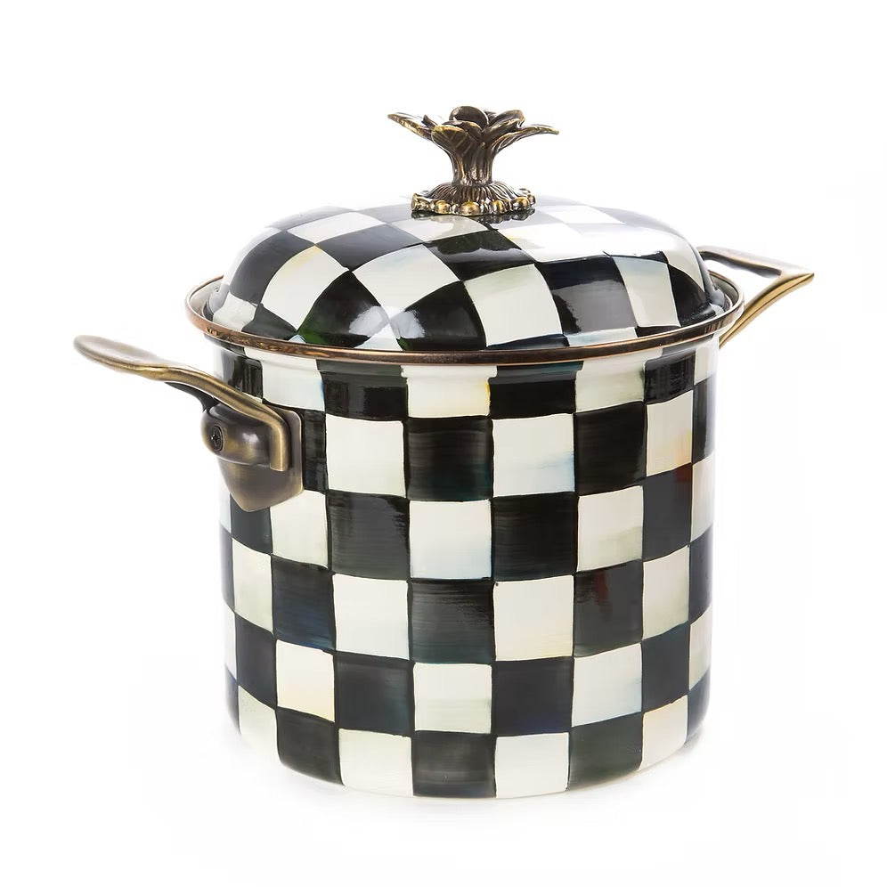 Mackenzie-Childs Courtly Check Enamel 7 Qt. Stockpot
