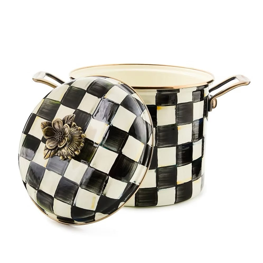 Mackenzie-Childs Courtly Check Enamel 7 Qt. Stockpot