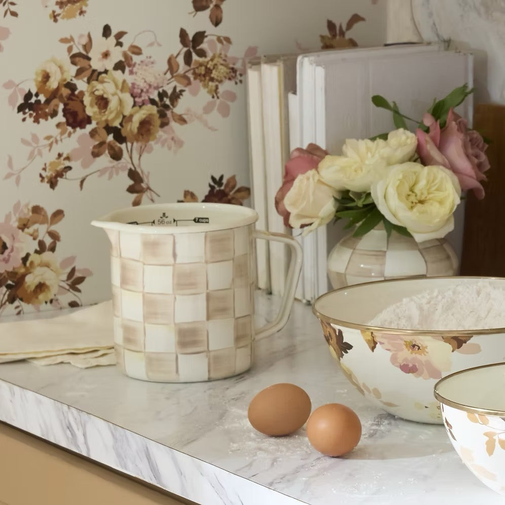 Mackenzie-Childs Mocha Check 7 Cup Measuring Cup