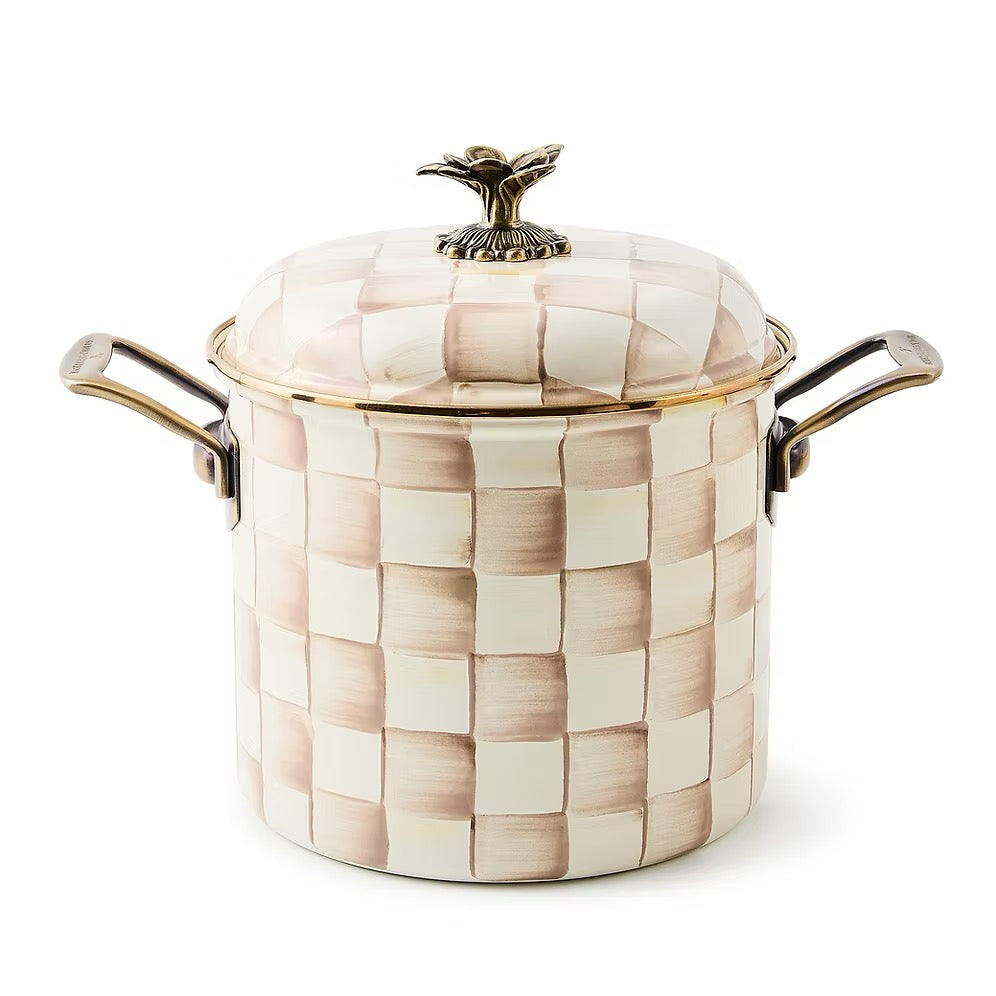 Mackenzie-Childs Mocha Check 7 Qt. Stockpot