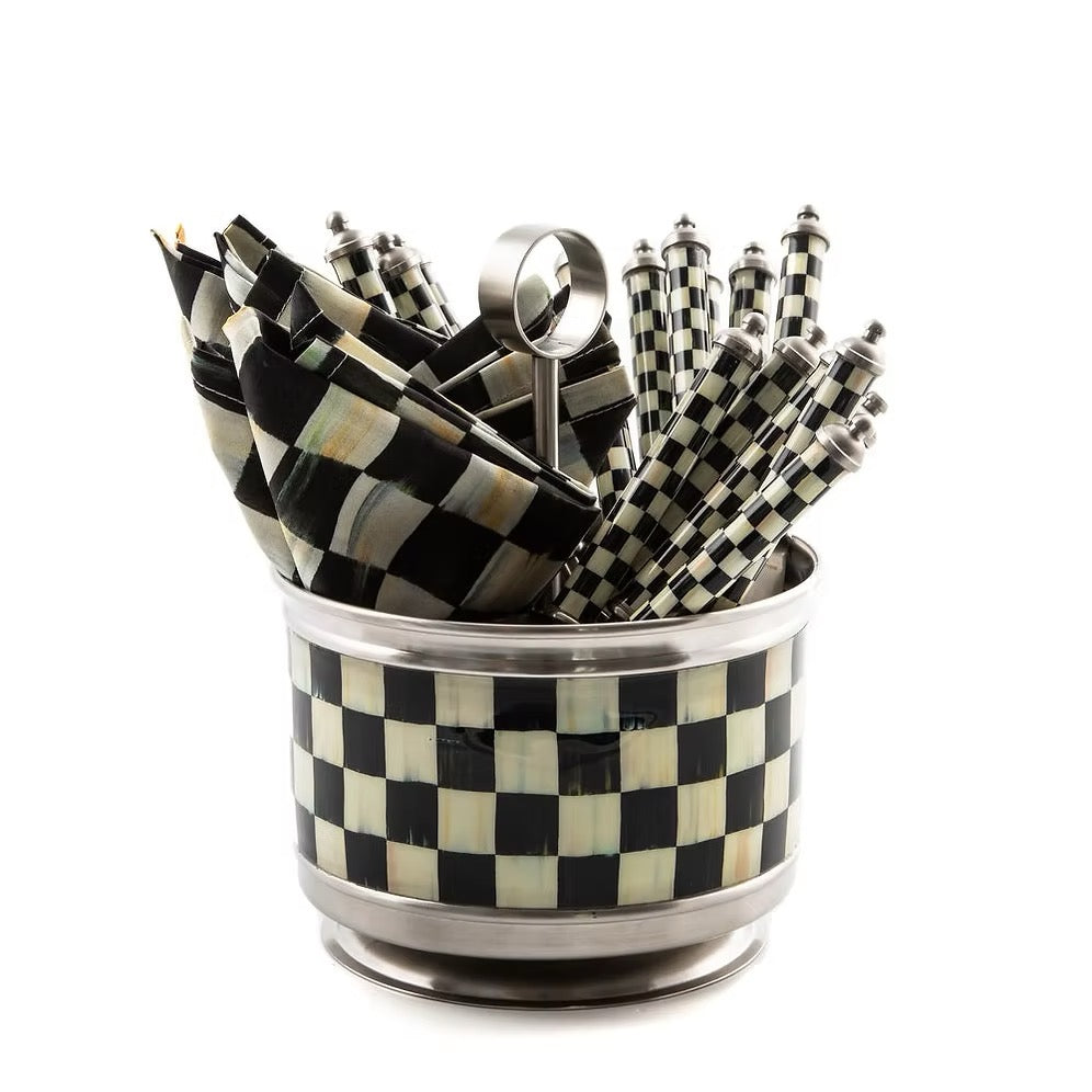 Mackenzie-Childs Supper Club Flatware Caddy - Courtly Check