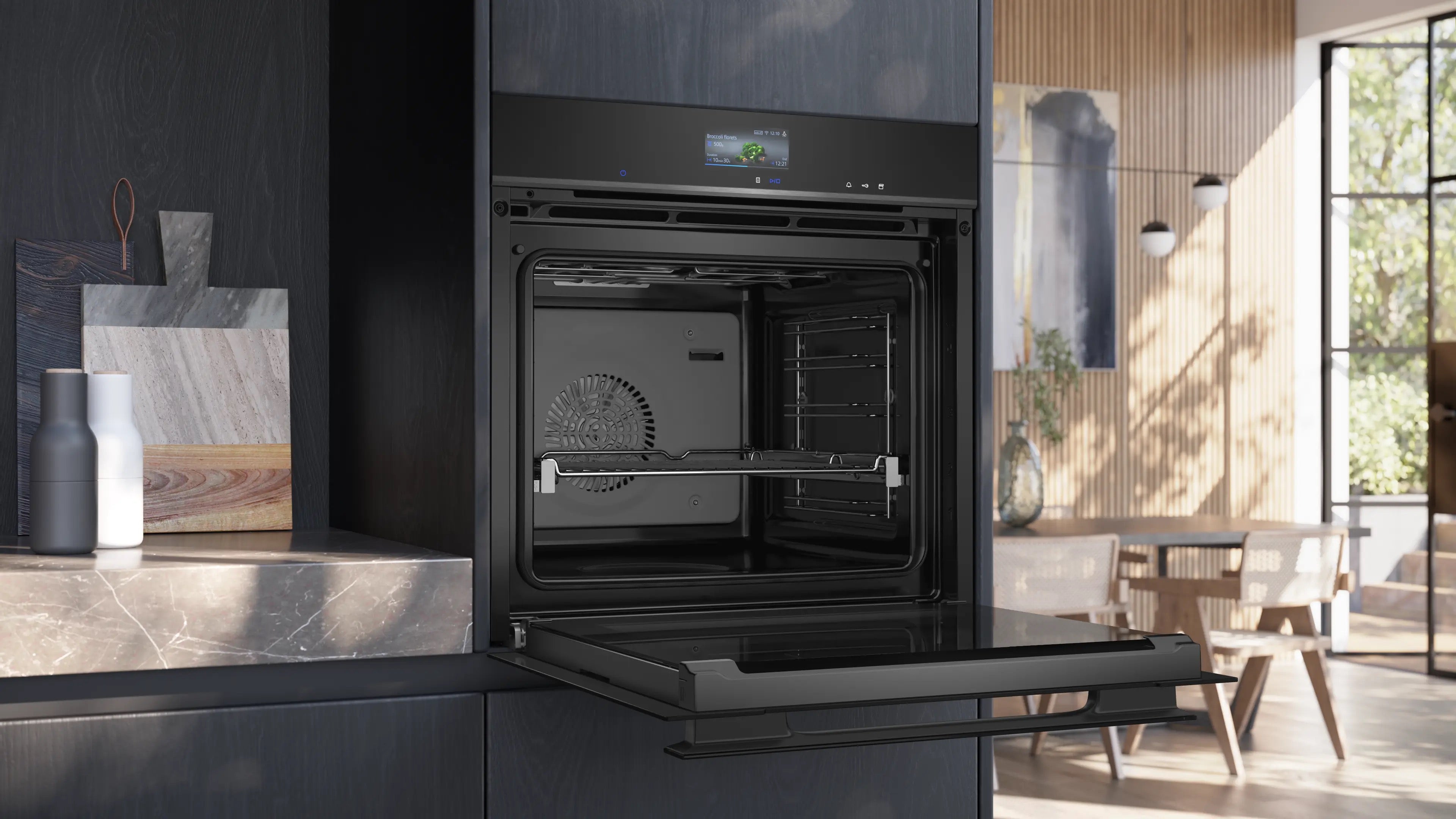 Siemens iQ700 Built-in oven with steam function 60 x 60 cm Black - HS936GCB1