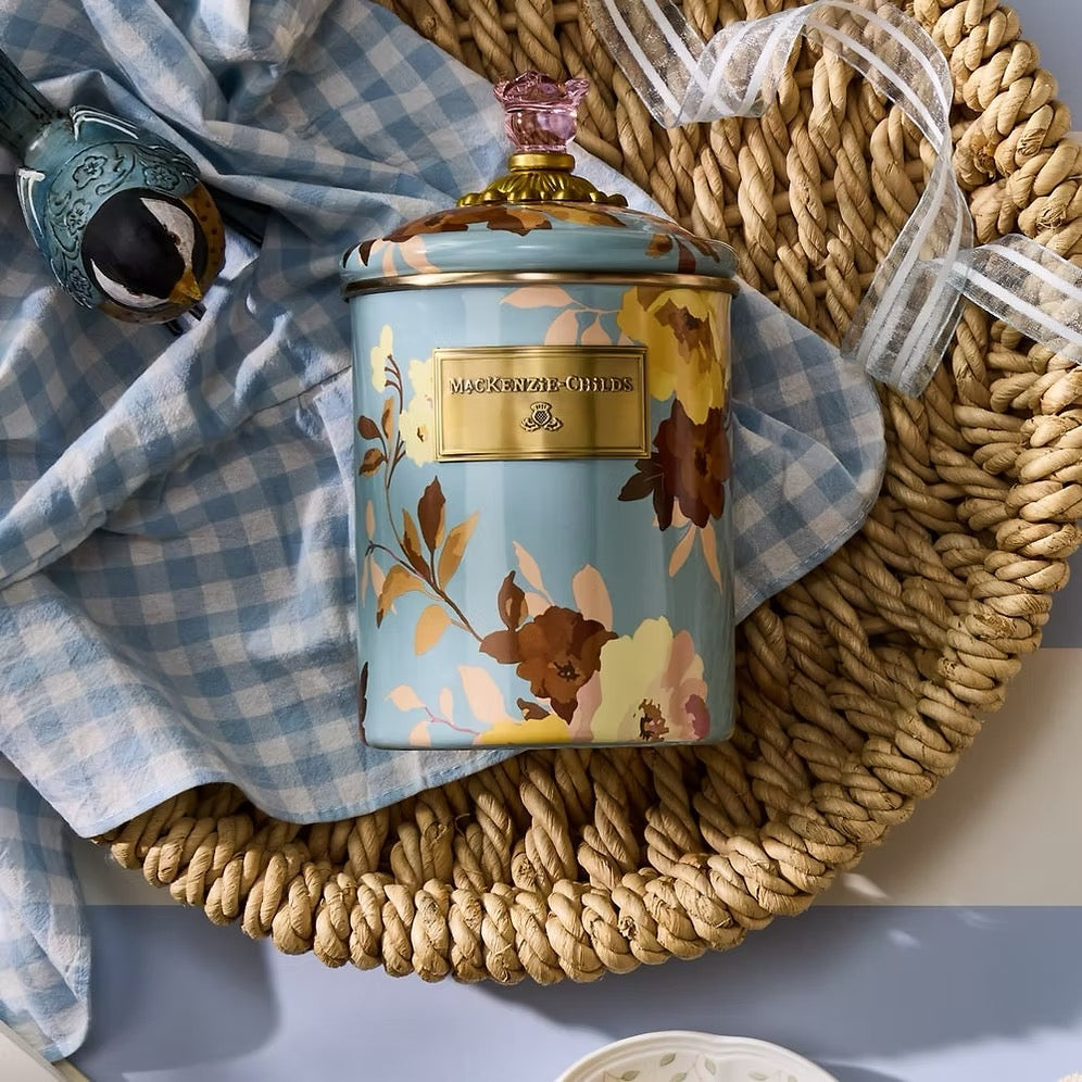Mackenzie-Childs Wild Rose Slate Medium Canister