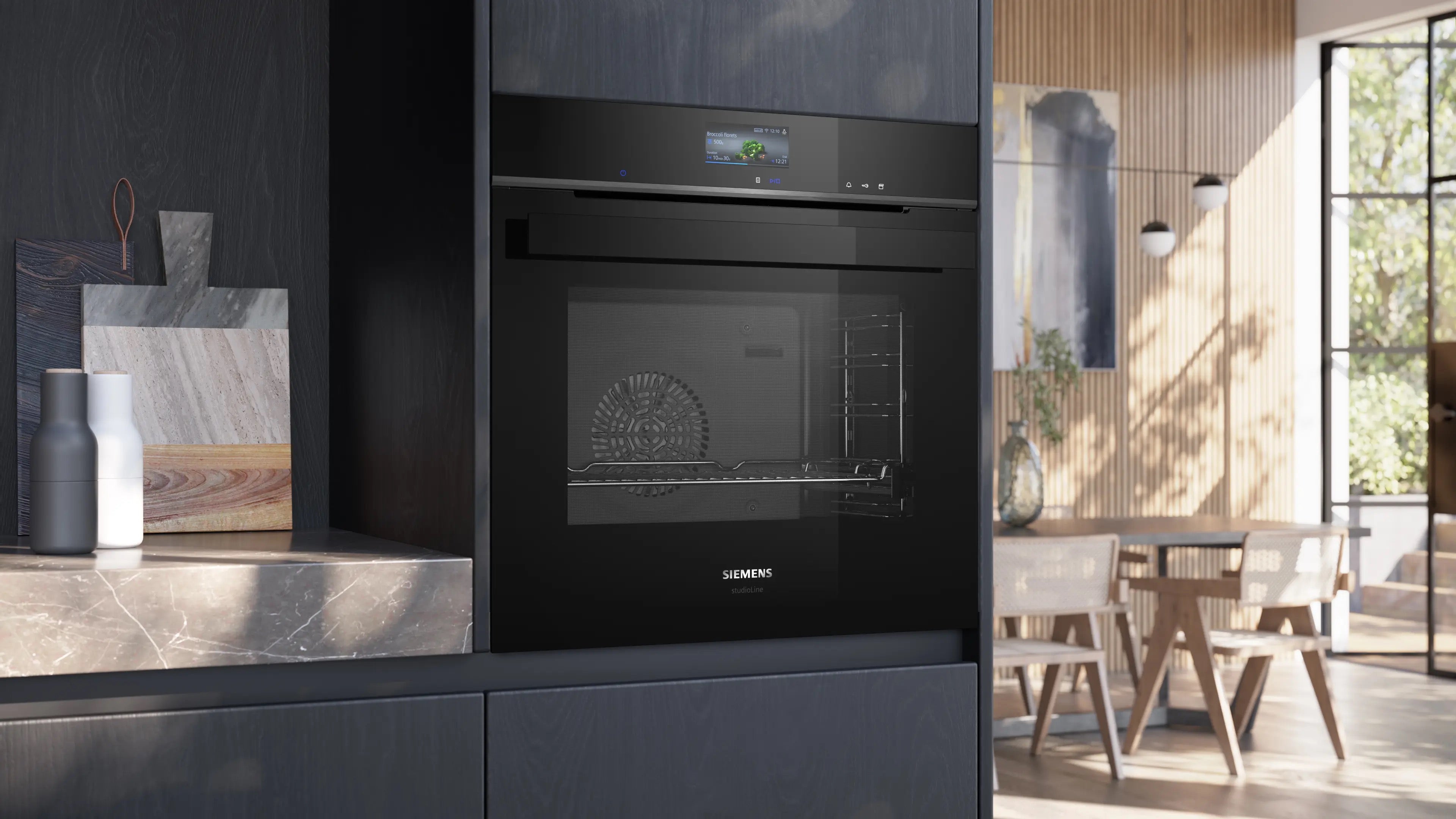 Siemens iQ700 Built-in oven with steam function 60 x 60 cm Black - HS936GCB1