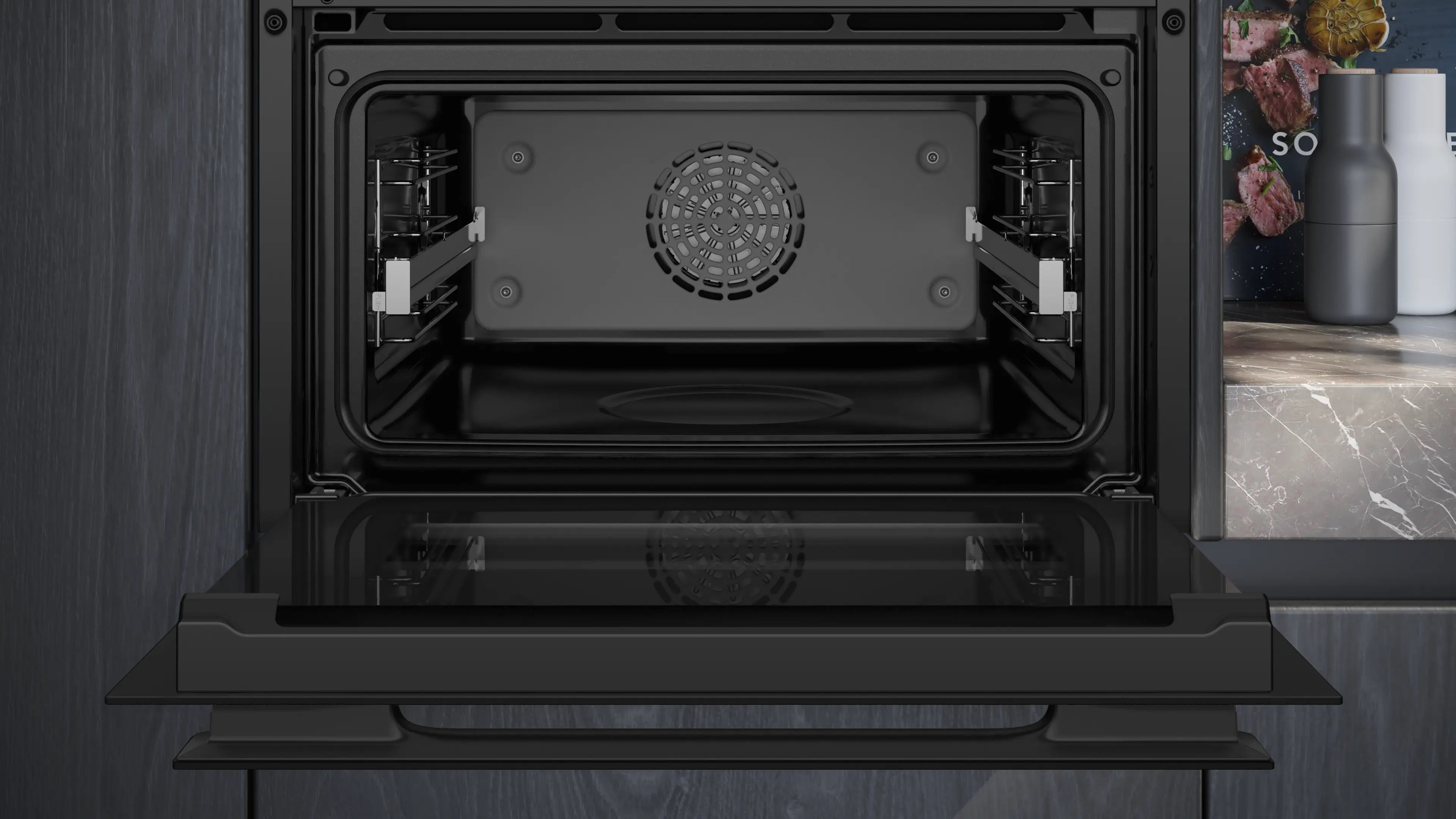 Siemens iQ700 Built-in compact oven with steam function 60 x 45 cm Black - CS936GCB1