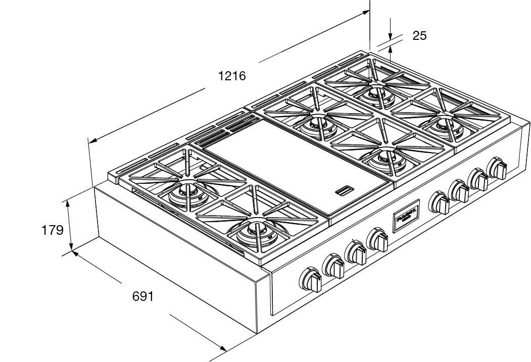 Fulgor Milano Professional 48" Gas Range Top - FSRT 4807 G X